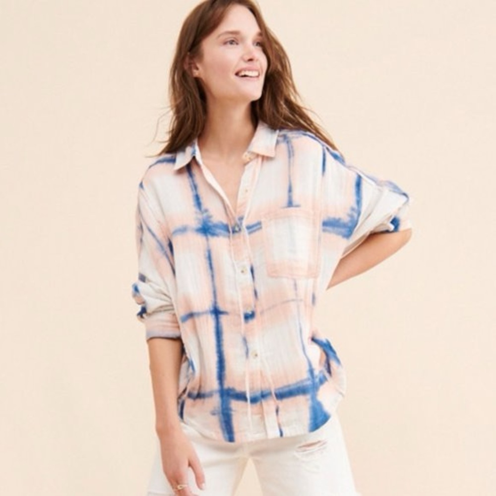 Free People We The Free Washed Away Plaid Top